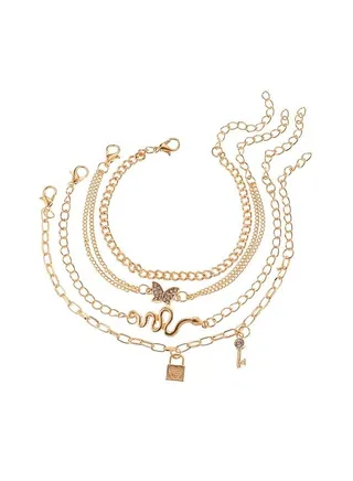 4-Piece Mix Chain Anklet Set 