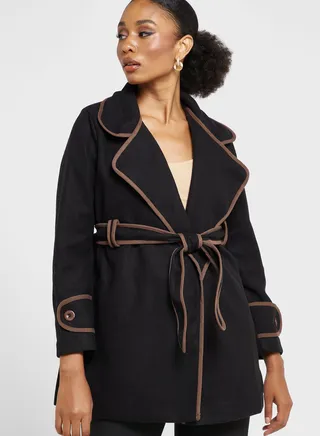 Longline Coat With Contrast Trims