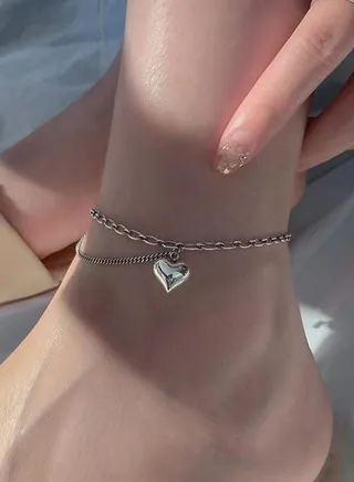 Fashionable Simple and Versatile Love Pendant Anklet 