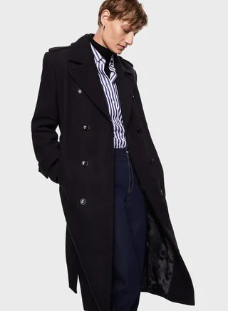 Button Detail Longline Coat 