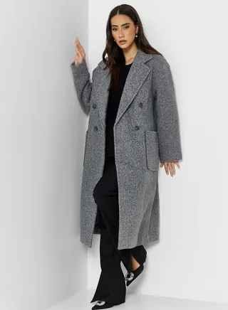 Button Detail Longline Coat 