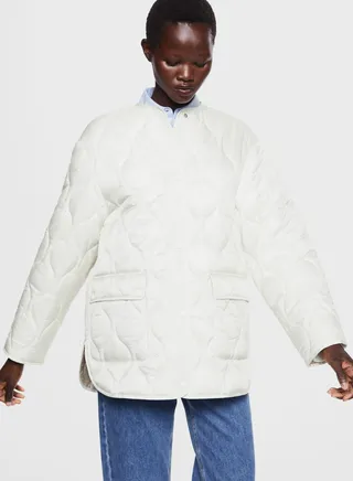 Button Detail Quilted Coat 