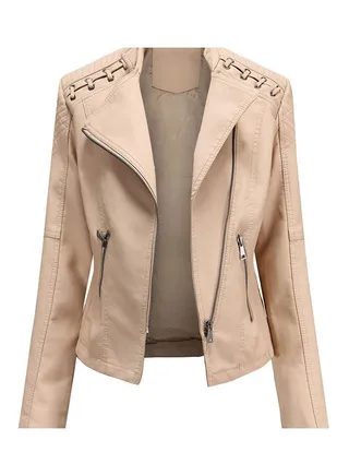 Classic Short Biker Coat Khaki 