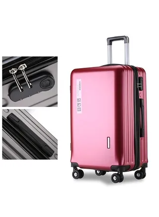 Unisex 3-Digit Code Lock Lightweight Hard Shell Polycarbonate Waterproof ABS Trolley Luggage For Travel Carry-On 24-Inch Suitcase Red 