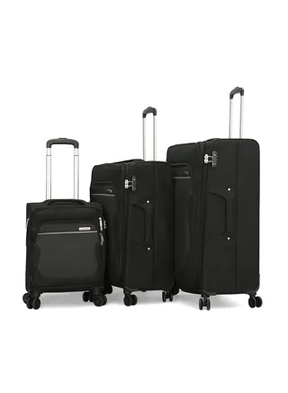 Giordano Softside Luggage Trolley Bag 3 pcs Set,Black 
