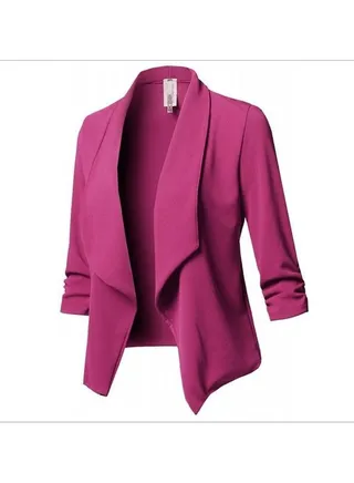 New Slim Fitting Long Sleeved Pleated Solid Color Versatile Small Suit Jacket 