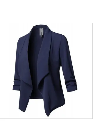 New Slim Fitting Long Sleeved Pleated Solid Color Versatile Small Suit Jacket 