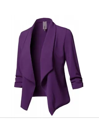 New Slim Fitting Long Sleeved Pleated Solid Color Versatile Small Suit Jacket 