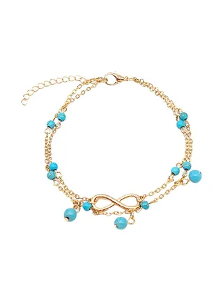 Multilayer Turquoise Footwear Anklet 