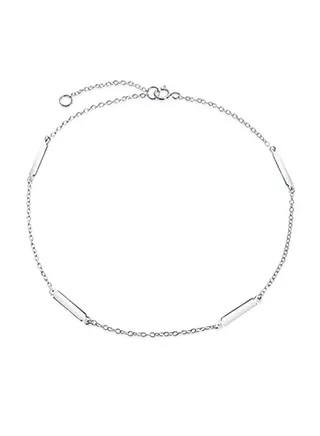 JEWELRY 925 Sterling Silver Plain Bar And Link Chain Anklet 