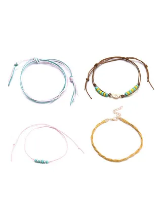4 Piece Coloruful Beaded Anklet 