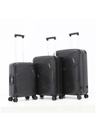 Hardshell Luggage Trolley Bag 3 Pieces Set,Black (S-20",M-24",L-28") 