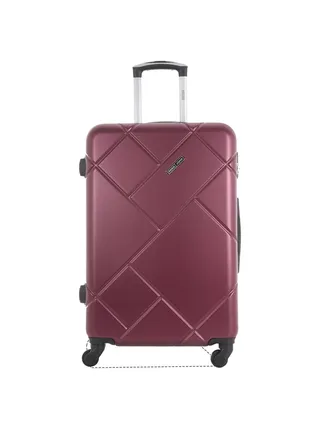 Lightweight ABS Hard Side Spinner Large Checked In Luggage Trolley Bag with Lock 28 Inch Burgundy 