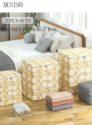 3pcs Wardrobe Clothes Organizer Foldable Closet Storage Organizer for Clothes Jeans Washable Closet Storage Boxes with Carrying Handles Cube Storage Bin for Home Bedroom Office 