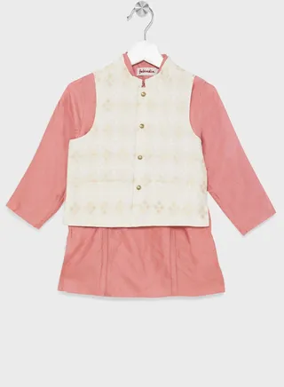 Kids Plain Long Kurta With Jacket 