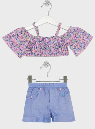 Nauti Nati Girls Floral Printed Top With Shorts 