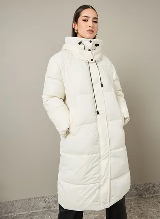 Oversized Hooded Padded Midi Coat 