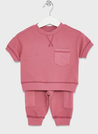Infant Waffle Sweater And Trackpant 