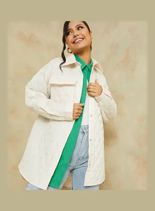 Oversized Longline Quilted Coat Shacket 