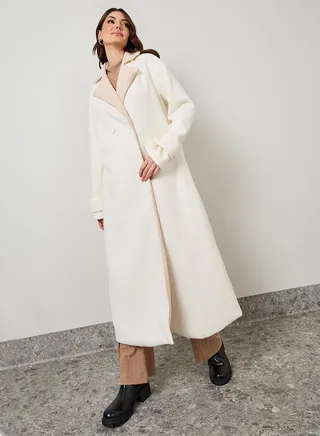Wool Like Double Breasted Maxi Coat