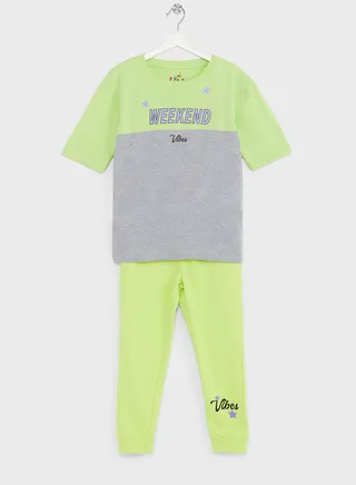 Casual T-Shirt & Joggers Set For Girls 