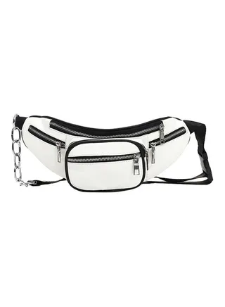 Zippered Waist Bag White 
