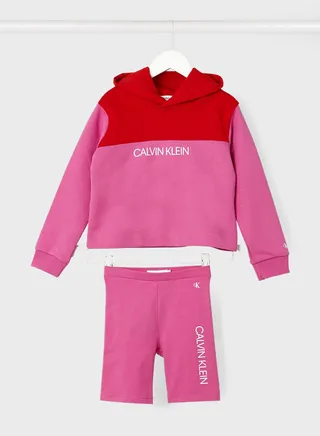 Kids Colorblock Hoodie And Shorts Set 