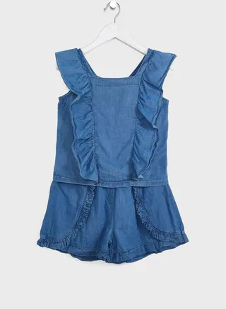 Kids Chambray Print Top + Shorts 