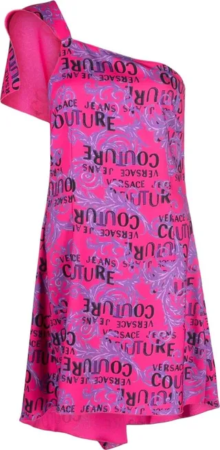 Logo-Print One-Shoulder Dress