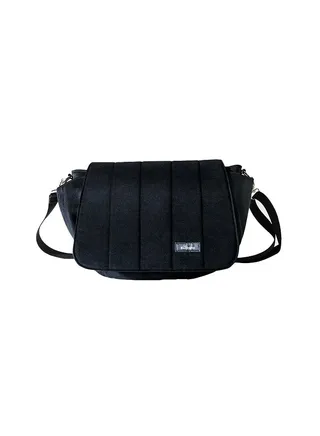 Velvet Stroller Diaper Bag With Adjustable Shoulder Strap - Black 