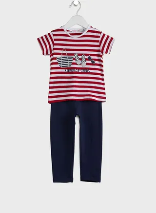 Kids Printed T-Shirt & Pants Set 