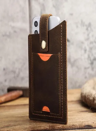 100% Genuine Leather Universal Portable Cellphone Waist Pack Belt Bag For Men Vintage 