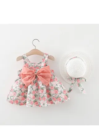 New Cotton Strap Printed Dress Sleeveless Skirt 