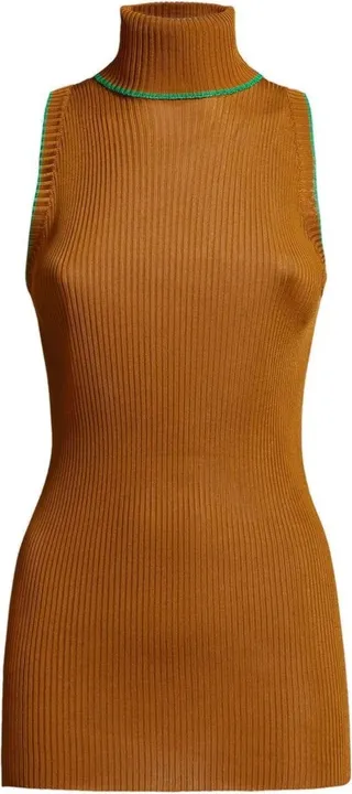 Sleeveless Turtleneck Ribbed-Knit Jumper