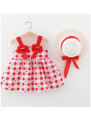 New Cotton Strap Printed Dress Sleeveless Skirt 