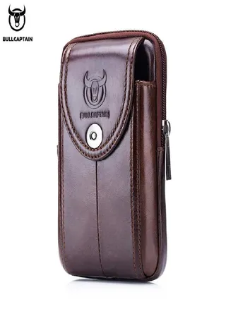 BULLCAPTAIN  MEN'S Leather BELT WAIST Bag Military PACK Small Money Phone WAIST PACK Pouch PURSE 