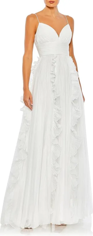Pleated Sleeveless Flowy Gown