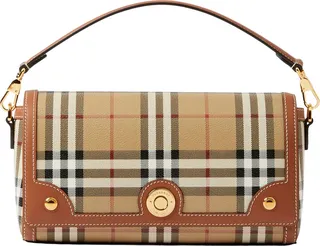 Small Note Check & Leather Crossbody Bag