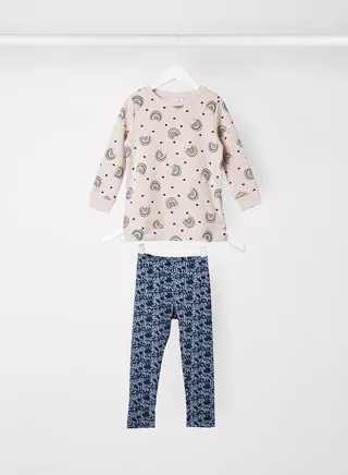 Girls Printed Sweatshirt and Leggings Set 