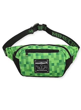 Boys Minecraft Pack Bag -Black and Green Minecraft Creeper Face Pack Bag, Adjustable, Black Green, One Size 