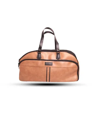 Crocodile design leather travel bag - brown 