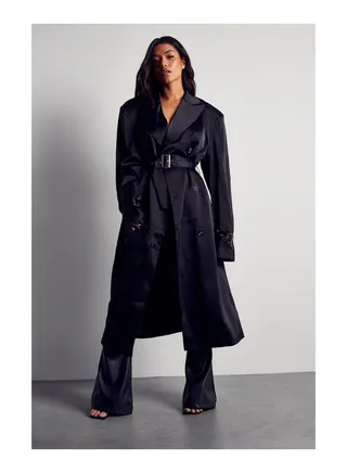 Premium Satin Trench Coat 