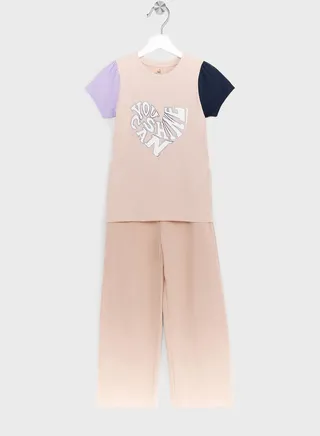 Casual T-Shirt & Joggers Set For Girls 