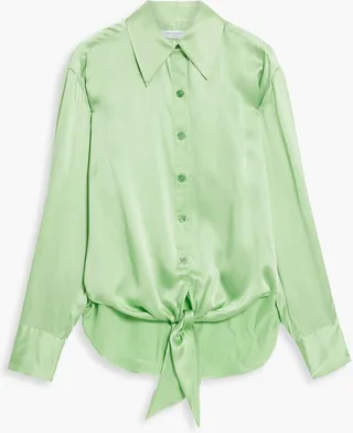 Geneva knotted silk-satin shirt