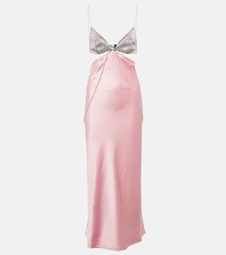 Beatrice embellished silk satin dress
