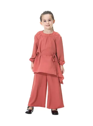 2-Piece Top and Loose Pant Set Brick Red 