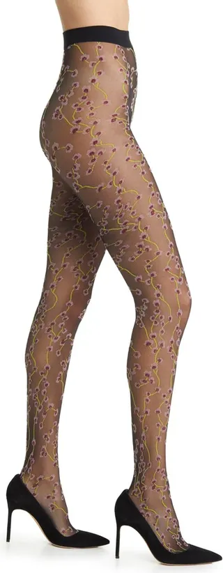 Embroidered Floral Tights