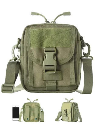 Tactical Waist Bag Military Pack, Waterproof Utility Belt with Safety Carabiner, Suitable for Hiking Mountaineering&Camping &Riding&Fishing&Shooting(Green) 