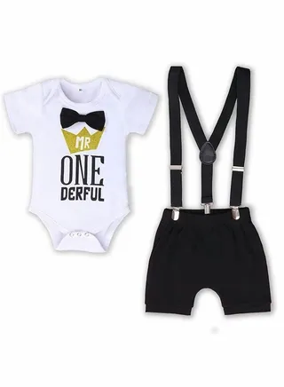 Baby Boys First Birthday Outfit, Size 80 Baby Boy Outfit, Formal Suit Gentleman Romper Bow-tie Pants Outfits Set 