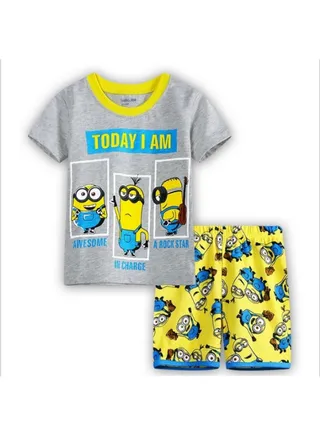 Short Sleeve Pyjama And Pants Set Multicolour 
